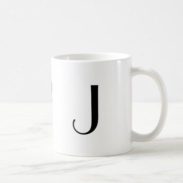 Monogram Initial J Black & White Modern Coffee Mug