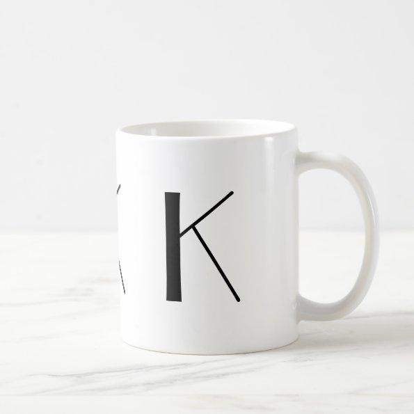 Monogram Initial K Black & White Modern Coffee Mug