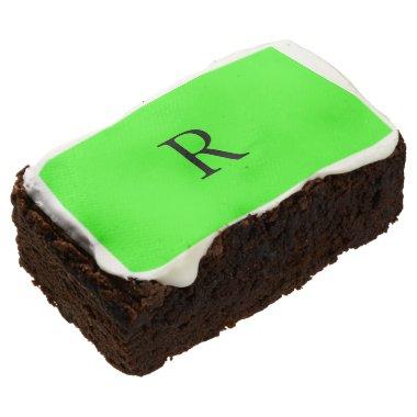Monogram Initial Neon Green Solid Colorful Brownie