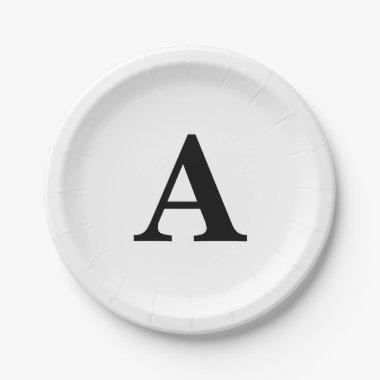 Monogram Initial Simple Elegant Custom Name Cute Paper Plates