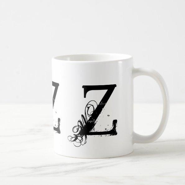 Monogram Initial Z Black & White Grunge Coffee Mug
