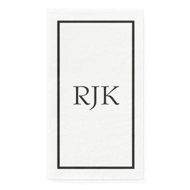 Monogram Initials Black White Custom Name Event Paper Guest Towels