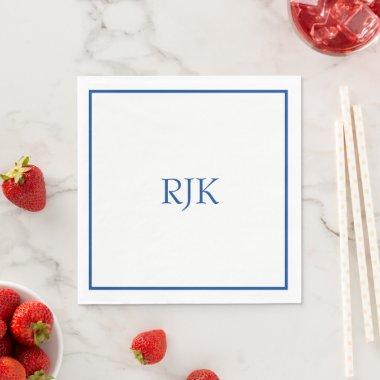 Monogram Initials Custom Name Blue Elegant 2024 Napkins