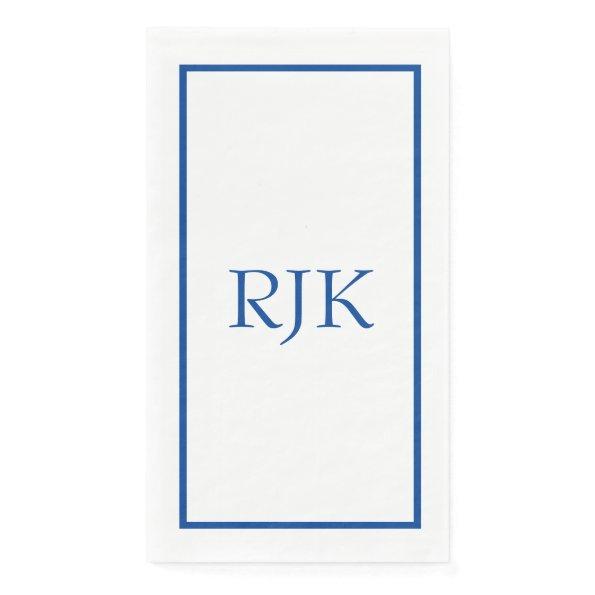 Monogram Initials Custom Name Blue Trendy 2023 Paper Guest Towels
