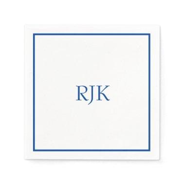 Monogram Initials Custom Name Blue Trendy 2024 Napkins