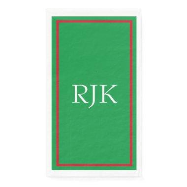 Monogram Initials Custom Name Red Green 2023 Paper Guest Towels