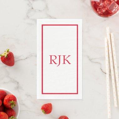 Monogram Initials Custom Name Red Trendy 2023 Paper Guest Towels