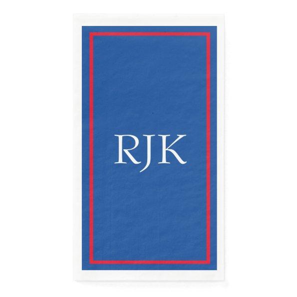 Monogram Initials Custom Red Blue White 2023 Paper Guest Towels