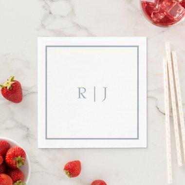 Monogram Initials Dusty Blue Elegant Wedding Napkins