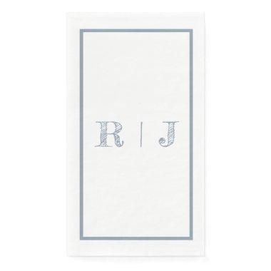 Monogram Initials Dusty Blue Modern Wedding Paper Guest Towels