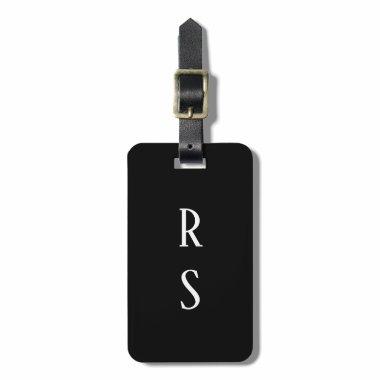 Monogram Initials Gift Black White Custom Name Luggage Tag