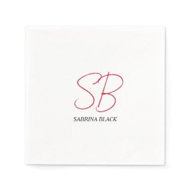 Monogram Initials Name Plain Modern Minimalist Napkins