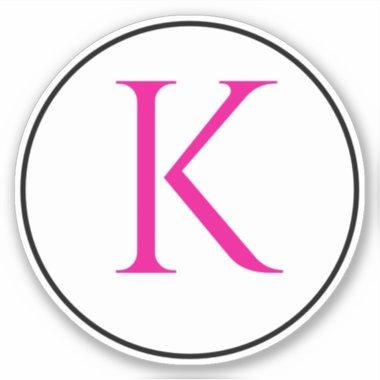 Monogram Initials Pink Black White Simple Minimal Sticker