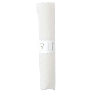 Monogram Initials Sage Green White Simple Wedding Napkin Bands