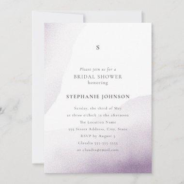 Monogram Lavender Watercolor Wash Bridal Shower  Invitations