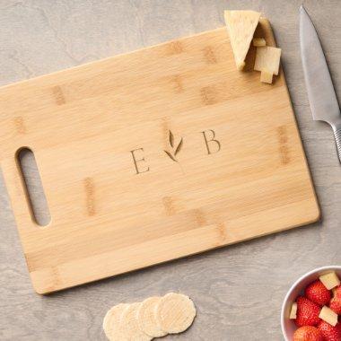 Monogram Leaf Cutting Board Wedding Gift
