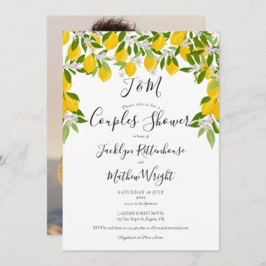 Monogram Lemons Wedding Couples Shower Photo Invitations