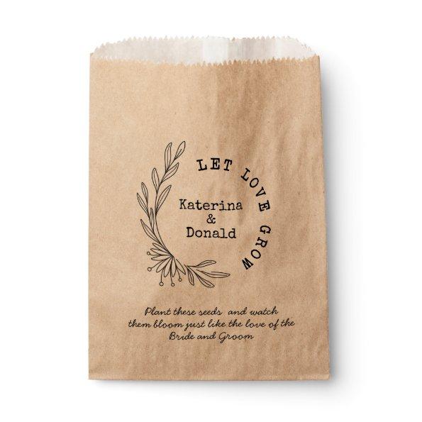 Monogram Let Love Grow Seed Wedding Favor Bag