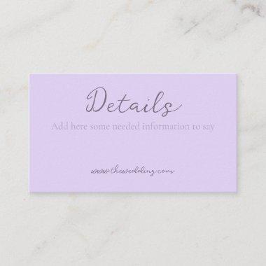 Monogram Minimalist Lavender Wedding Details Business Invitations