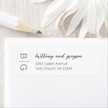 Monogram Modern Simple Wedding Return Address Labe Label