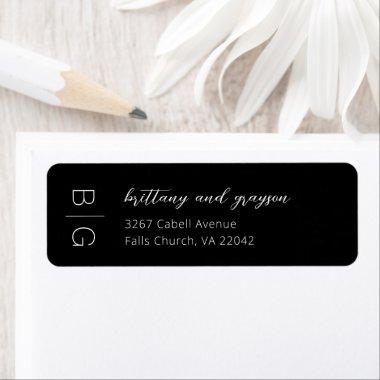 Monogram Modern Simple Wedding Return Address Label