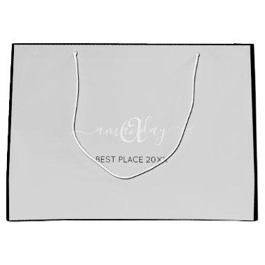 Monogram Name Black Gray Shop Wedding Large Large Gift Bag