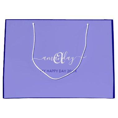 Monogram Name Blue Bridal Sweet 16th Wedding Large Gift Bag