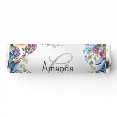 Monogram Name Colorful Floral Frame Elegant Modern Breath Savers® Mints