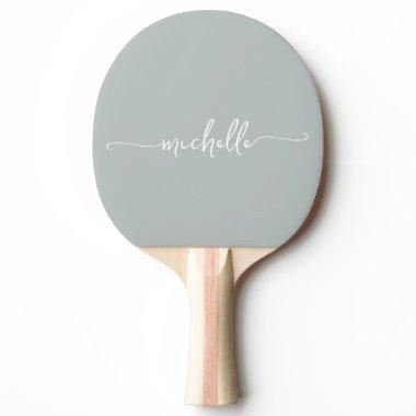 Monogram Name Signature Script Sage Green Ping Pong Paddle