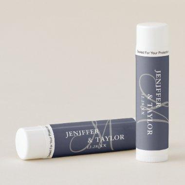 Monogram Navy Elegant Wedding Favors Lip Balm