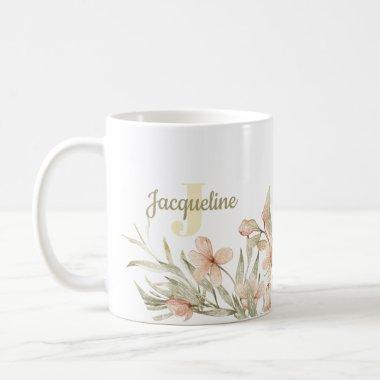 Monogram pastel baby pink sky baby flower design coffee mug