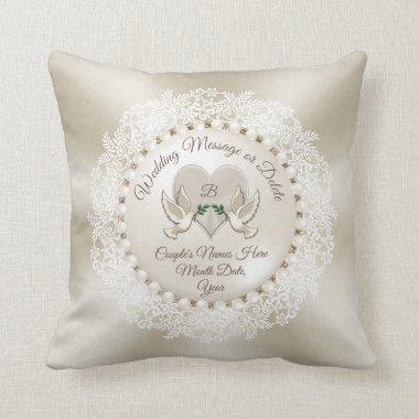 Monogram Personalized, Pearl Bridal Shower Gifts Throw Pillow