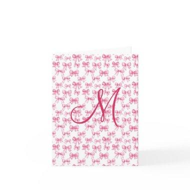 Monogram Pink Bow Coquette Aesthetic Stationery Note