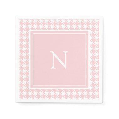 Monogram Pink Houndstooth Check Napkins