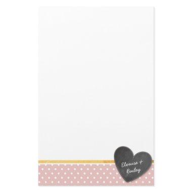 MONOGRAM polka dot chalkboard heart baby pink Stationery