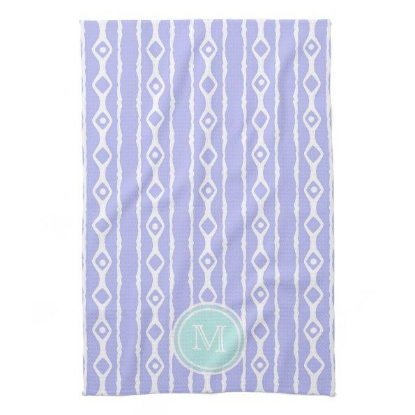 Monogram: Purple White Stripes Towel