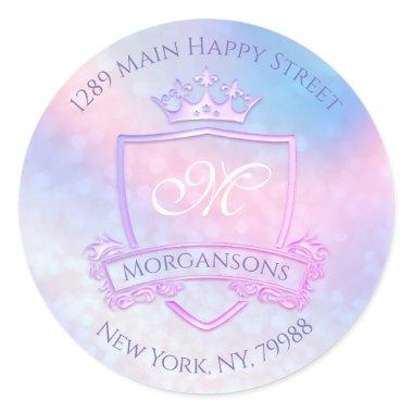 Monogram Return Address Crown Royal Holograph VIP Classic Round Sticker