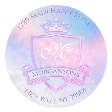 Monogram Return Address Crown Royal Holograph VIP Classic Round Sticker