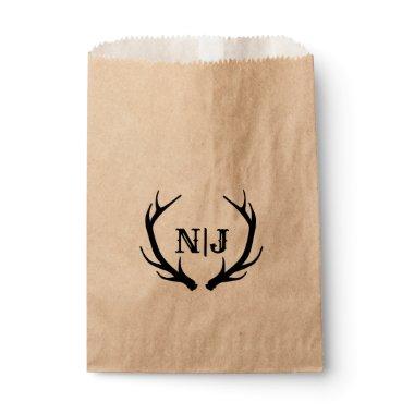 Monogram Rustic Deer Antlers Personalized Favor Favor Bag