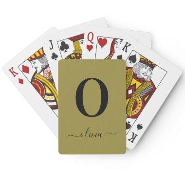 Monogram Script Name Personalized Gold And Black Poker