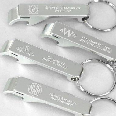 Monogram Silver Aluminum Keychain Bottle Opener