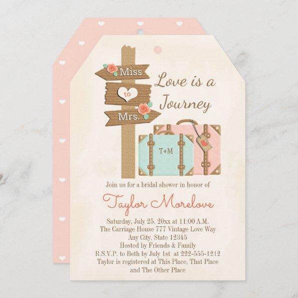 Monogram Traveling from Miss to Mrs Bridal Shower Invitations