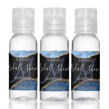 Monogram Watercolor Blue Agate Gold,  Hand Sanitizer