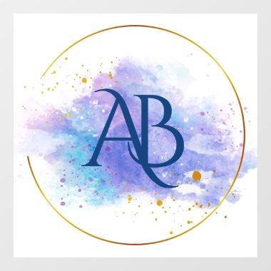 Monogram watercolor circle floor decals