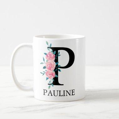 Monogram Watercolor Custom Single Letter P Coffee Mug
