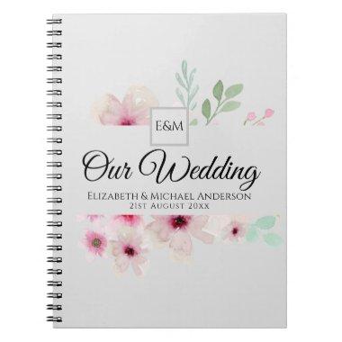 Monogram Wedding Couple Pink Blush Floral Notebook
