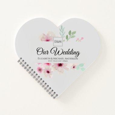 Monogram Wedding Couple Pink Blush Floral Notebook