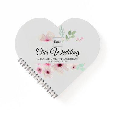 Monogram Wedding Couple Pink Blush Floral Notebook