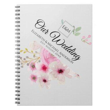 Monogram Wedding Couple Pink Blush Floral Notebook