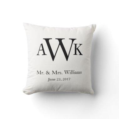 Monogram Wedding Date Pillow2 Throw Pillow